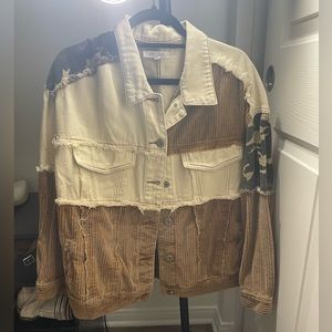 12th Tribe Womens Patchwork denim jacket